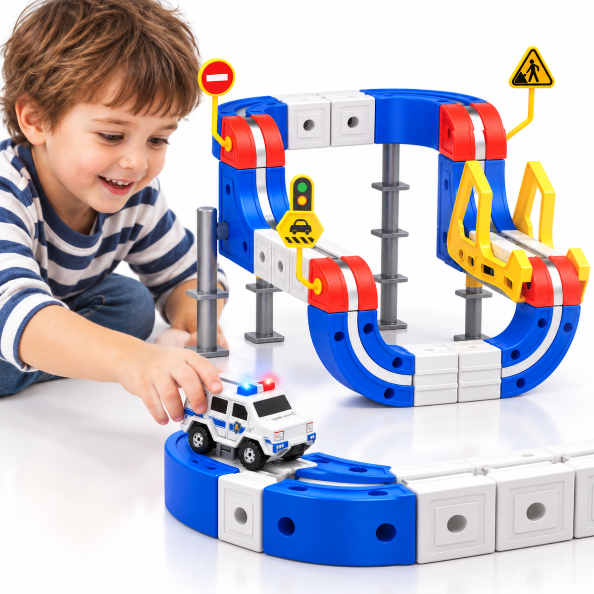 Electric Train Set for Kids, 68-Piece 3D Infinity Track Railway Toy