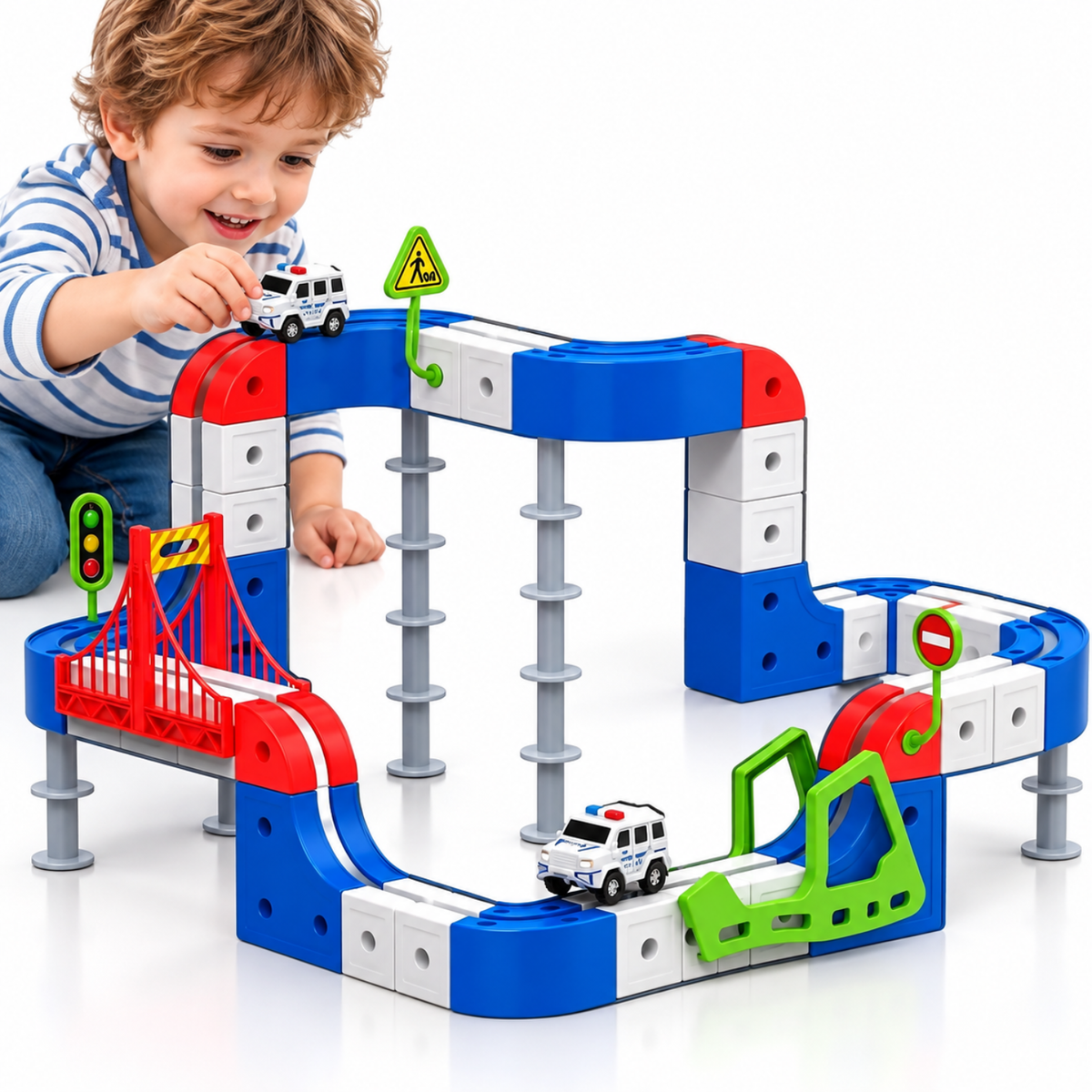 Electric Train Set for Kids, 68-Piece 3D Infinity Track Railway Toy