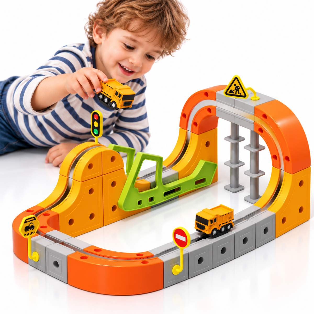 Electric Train Set for Kids, 68-Piece 3D Infinity Track Railway Toy