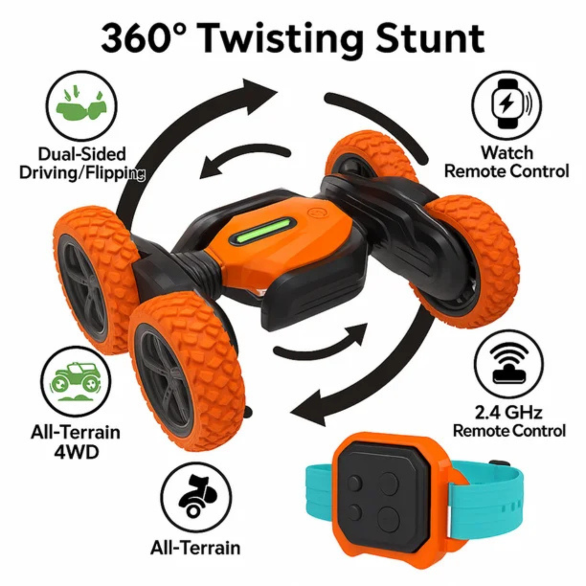 4WD Double-Sided Stunt Racer 2.4GHz RC Car Toy-All Terrain