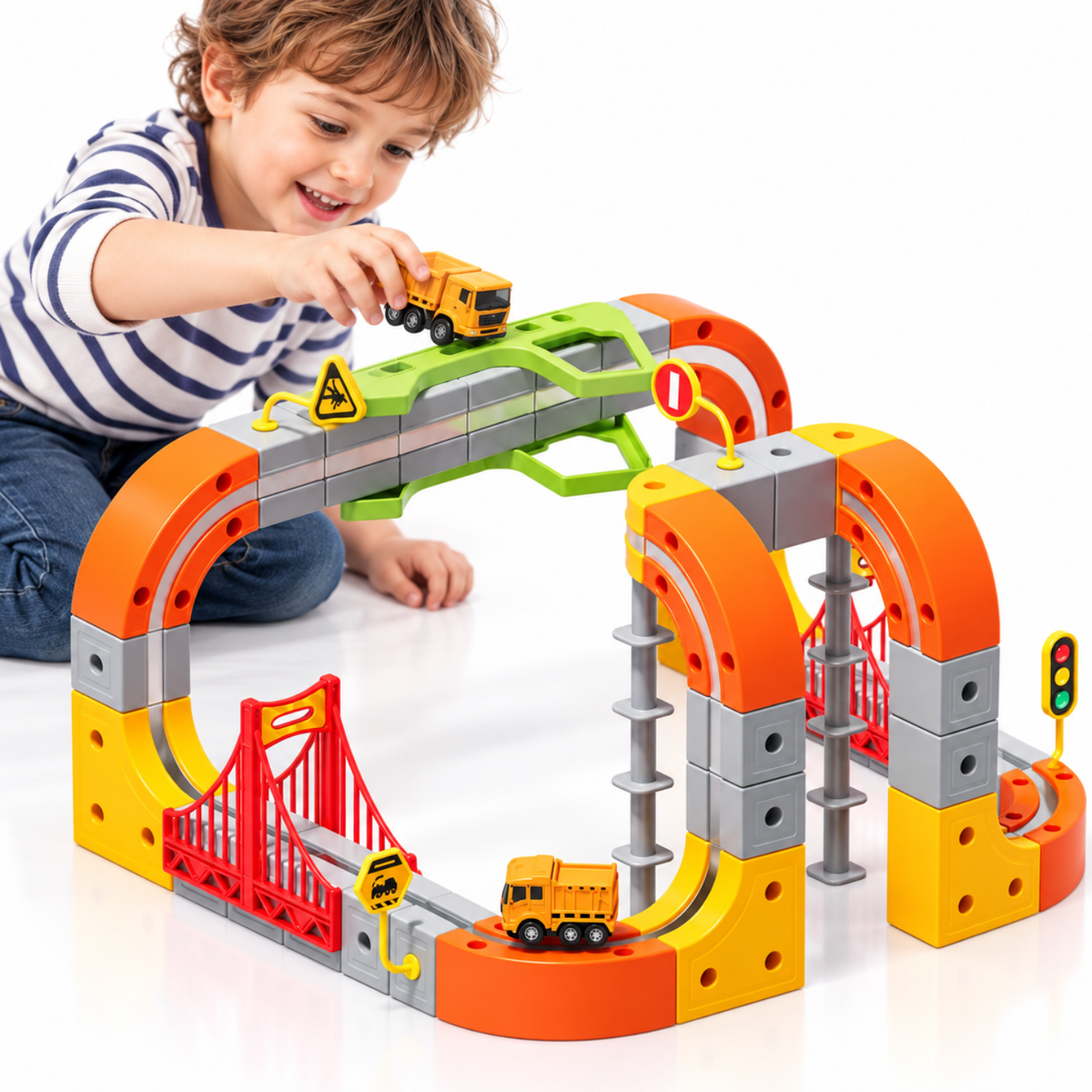 Electric Train Set for Kids, 68-Piece 3D Infinity Track Railway Toy
