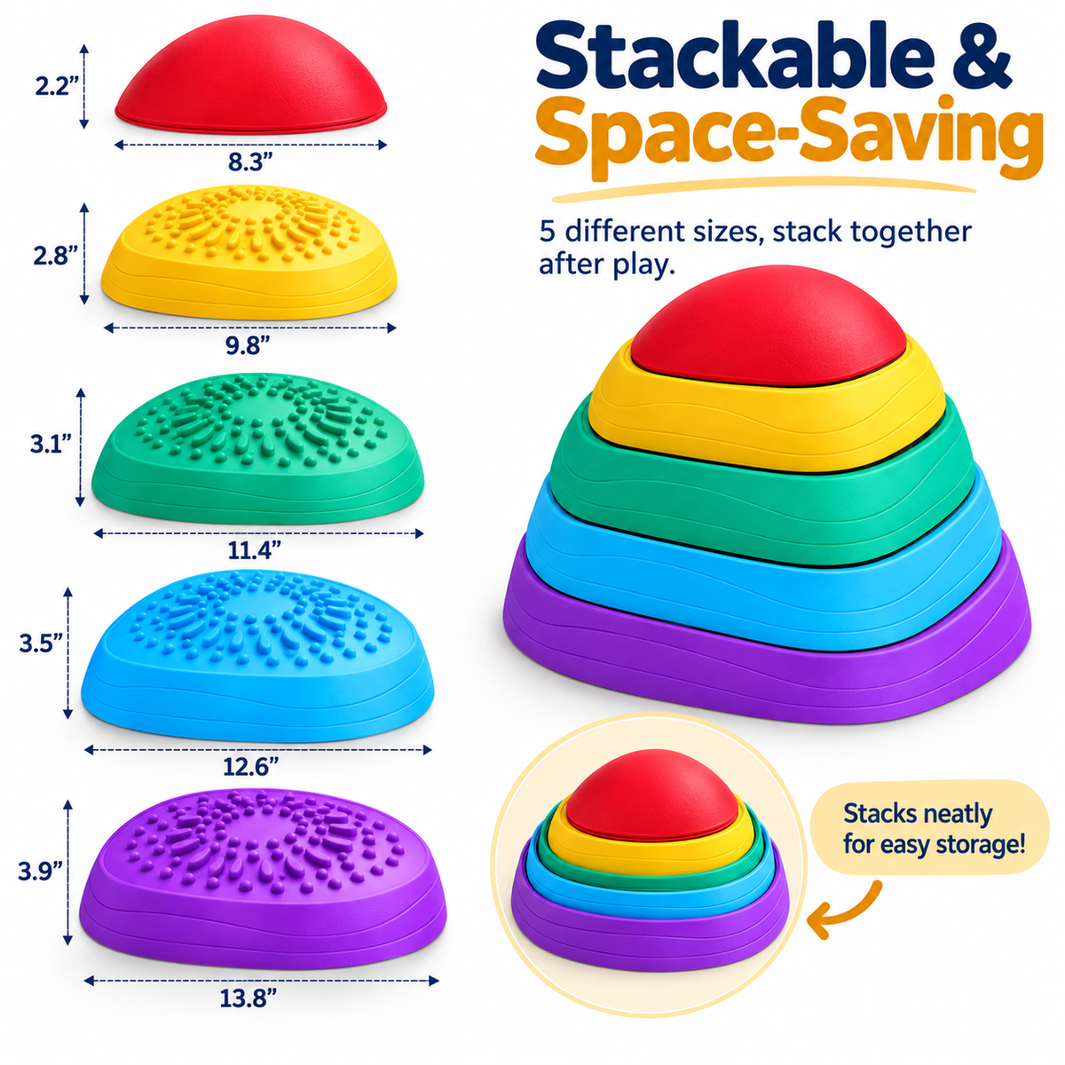 Kids Balance Board Stepping Stones – 6-Piece Non-Slip Obstacle Course for Toddlers 18M+