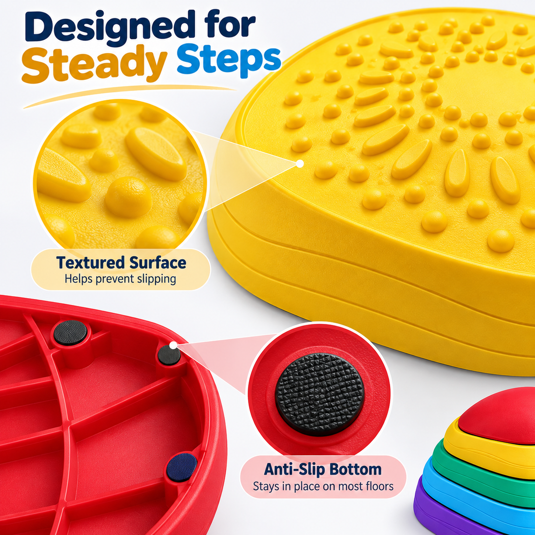 Kids Balance Board Stepping Stones – 6-Piece Non-Slip Obstacle Course for Toddlers 18M+