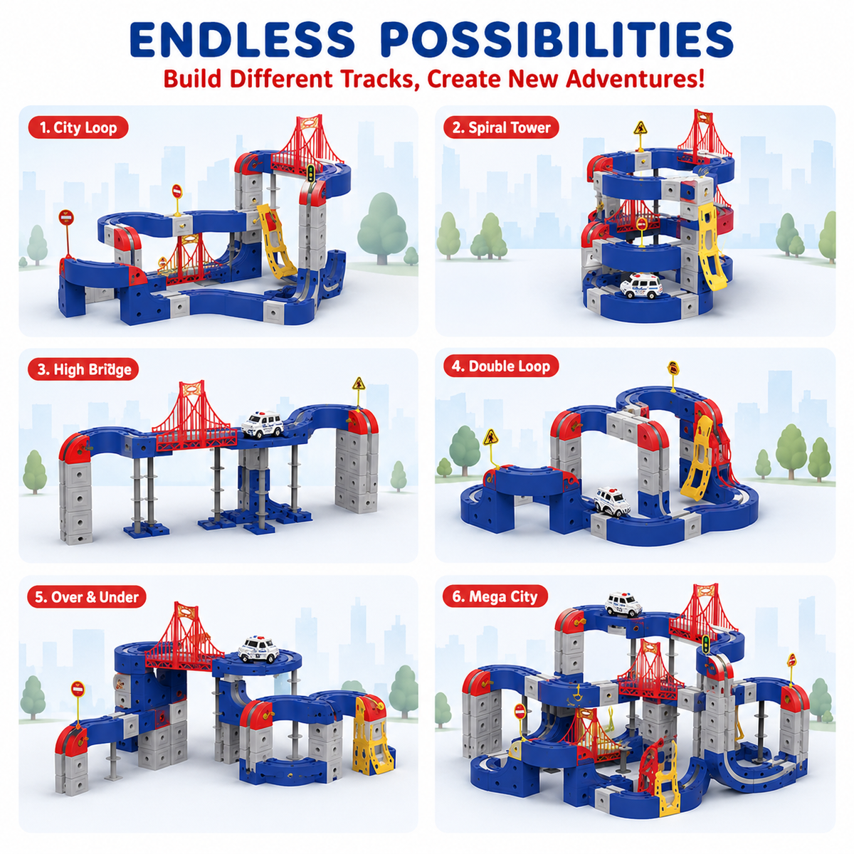 Electric Train Set for Kids, 68-Piece 3D Infinity Track Railway Toy