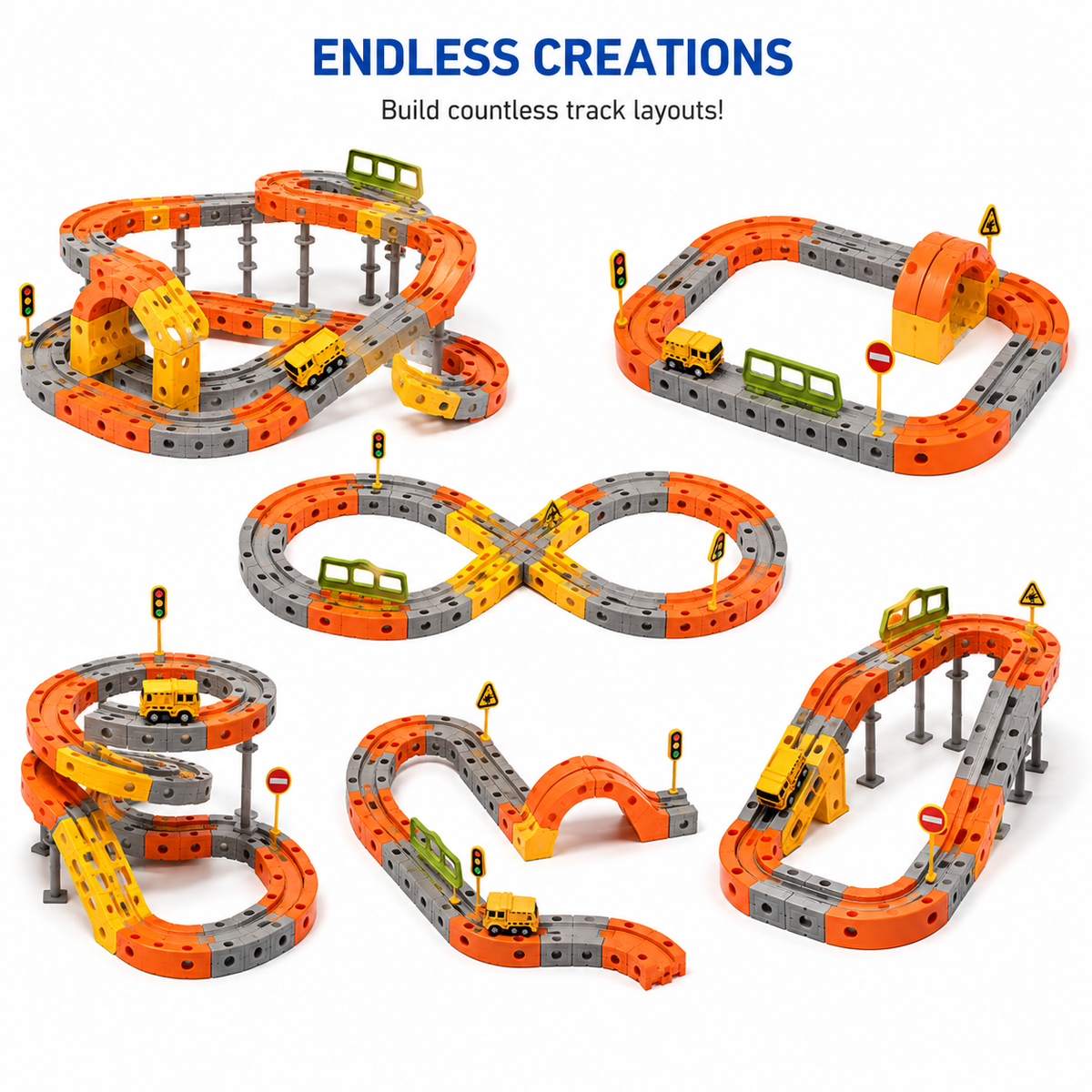 Electric Train Set for Kids, 68-Piece 3D Infinity Track Railway Toy