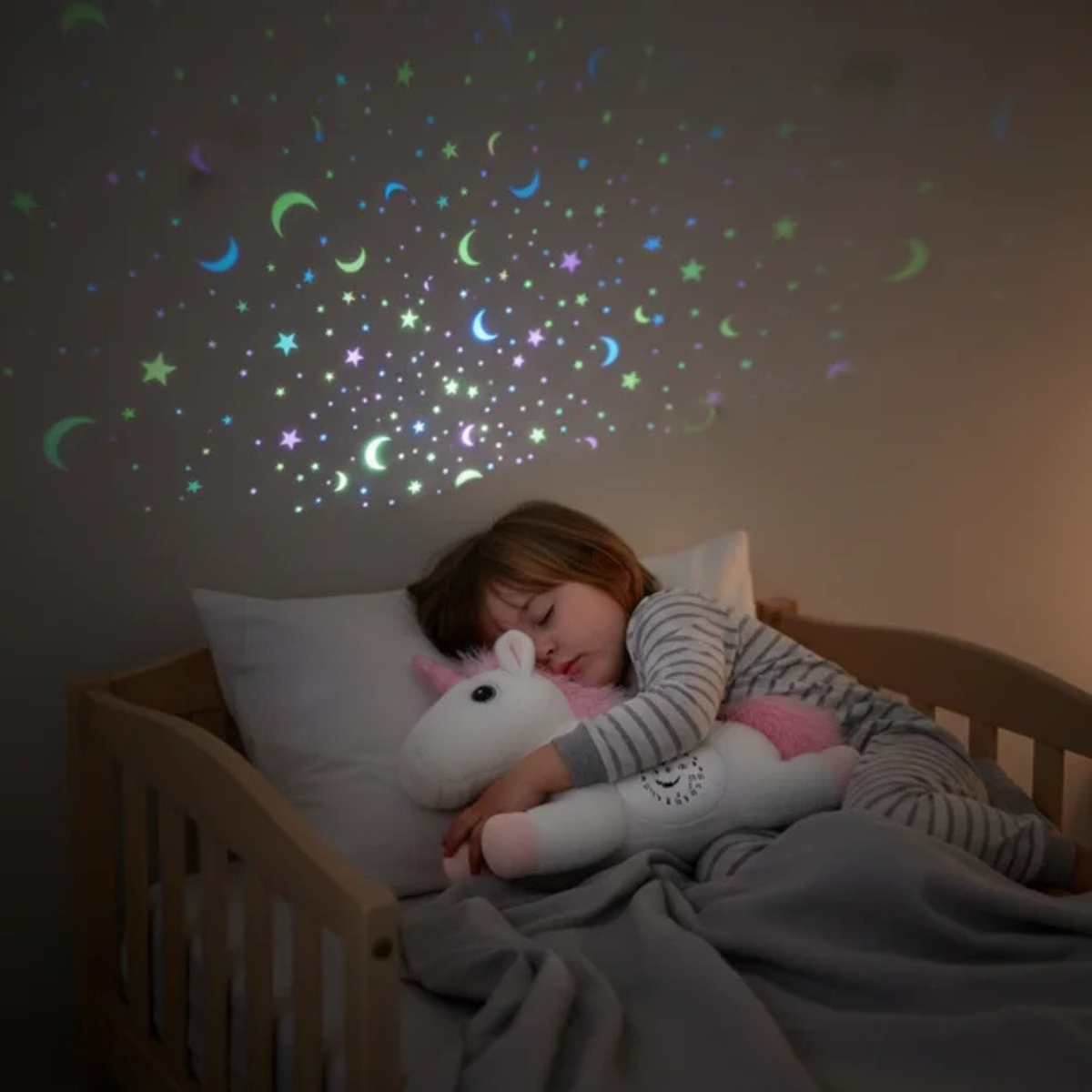 Unicorn 3-in-1 Plush Soother Toy for Newborns 0M+ with Star Projector and Soothing Sounds