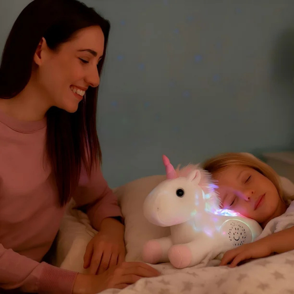 Unicorn 3-in-1 Plush Soother Toy for Newborns 0M+ with Star Projector and Soothing Sounds