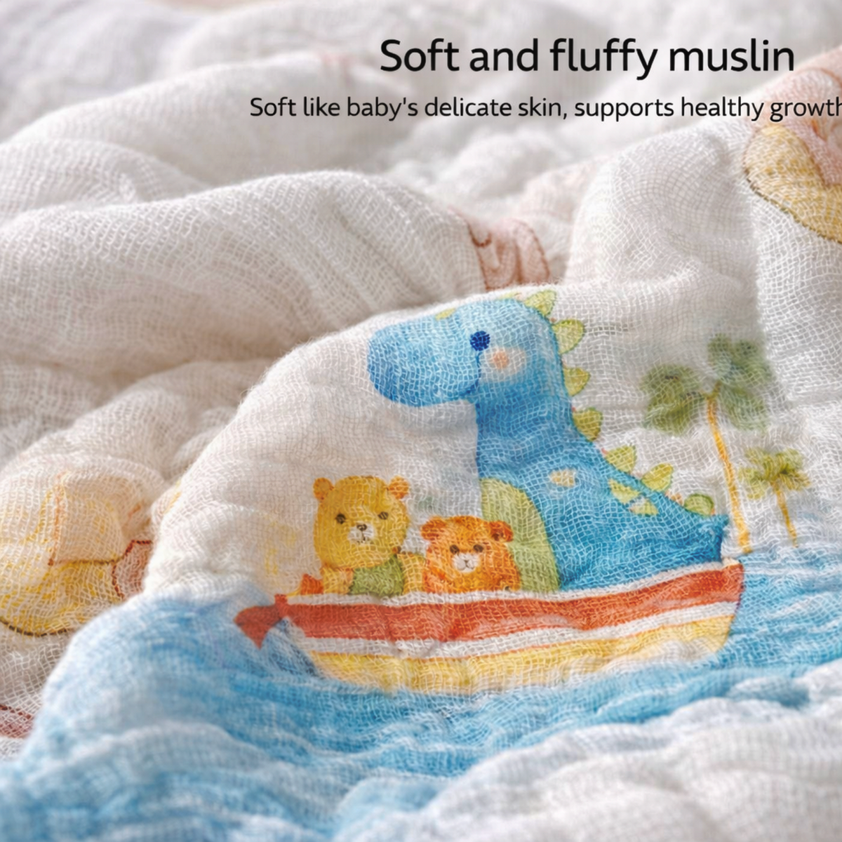 Tropical Dino Baby Muslin Blanket Set – Soft Quilted Cotton for Newborns & Toddlers